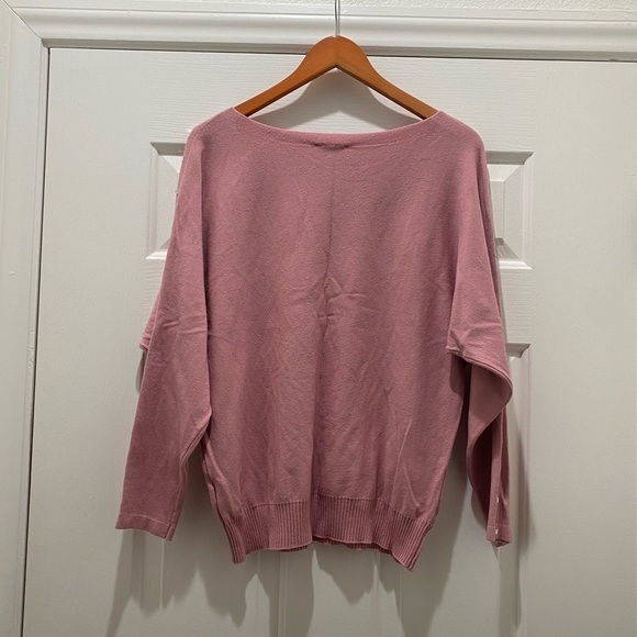 Pink Boat Neck Sweater with Rhinestone Detail - Picture 5 of 6